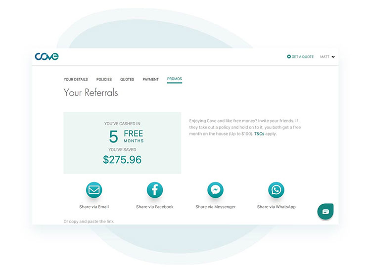 refer a friend to Cove